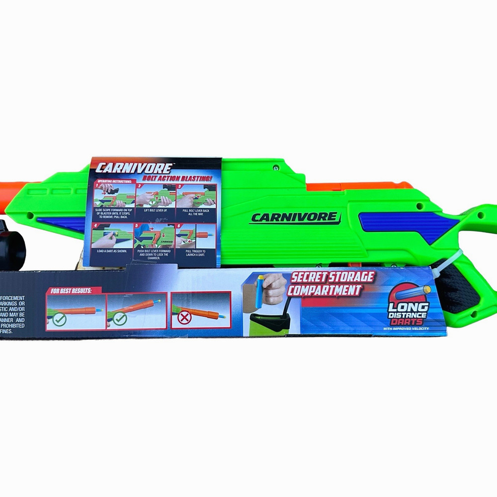 Buzz Bee Air Warriors Carnivore Bolt Action Blaster 100 Ft Range w/ Sniper Scope
