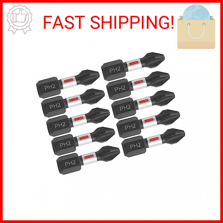 BOSCH ITPH2115 15-Pack 1 In. Phillips #2 Impact Tough Screwdriving Insert Bits