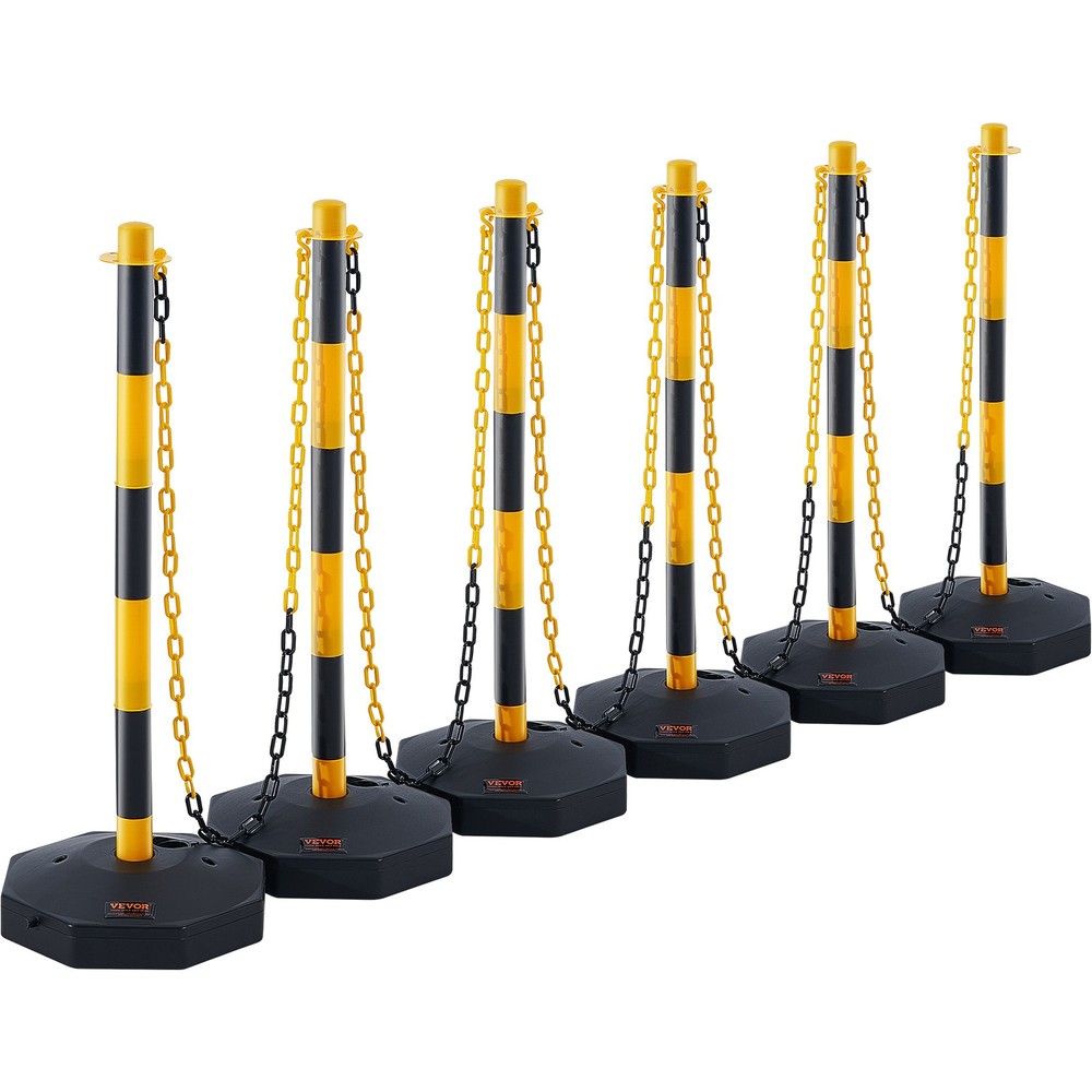VEVOR 6PCs Traffic Delineator Post Cones with Fillable Base 8FT Chain Adjustable