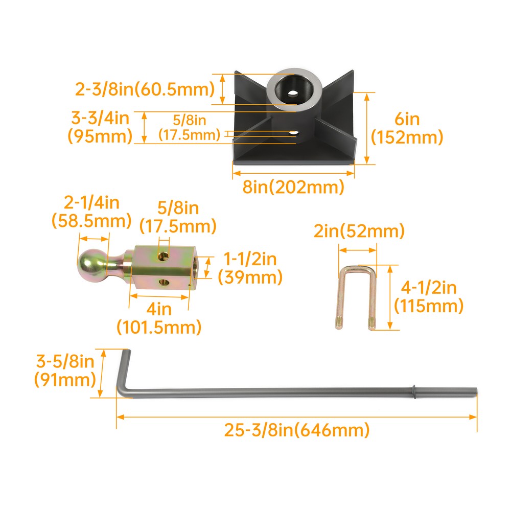 Universal Flatbed Gooseneck Trailer Hitch Hook Flatbed Kit w/ Ball Nut Spring