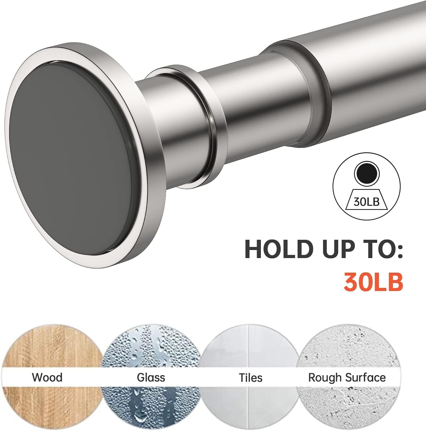 BRIOFOX 62-105 Inch Industrial Shower Curtain Rod | Non-Slip, Rustproof Steel