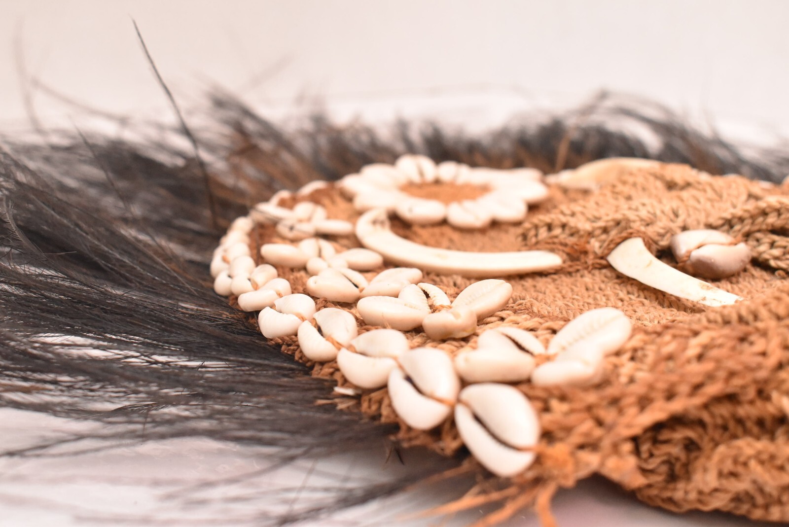 VINTAGE PAPUA NEW GUINEA ABELAM HEADDRESS WOVEN WITH COWRIE SHELL