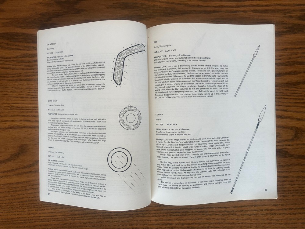 NM+! WONDROUS WEAPONS 120 Enchanted Weapons Judges Guild Dungeons & Dragons 1982