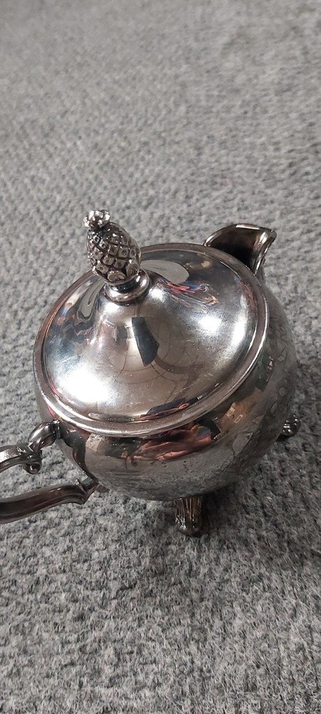 International Silver Co Pineapple Pattern Silver Creamer W/ Lid