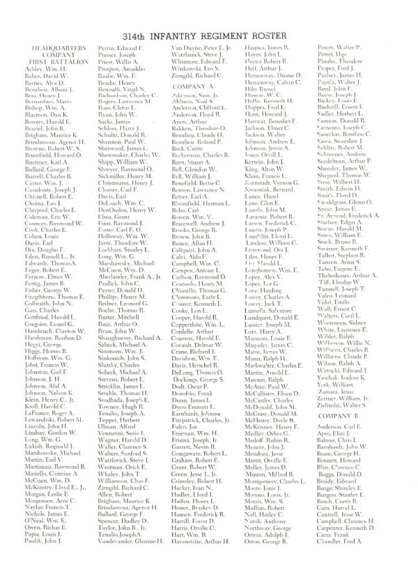 File 314th Infantry Regiment - Through Combat Roster