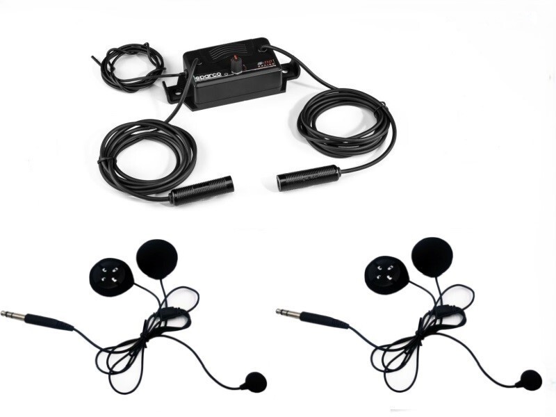 Sparco IS-110 SET FOR 2 FULL HELMETS Intercom Amplifier 9V  12V connection plugs
