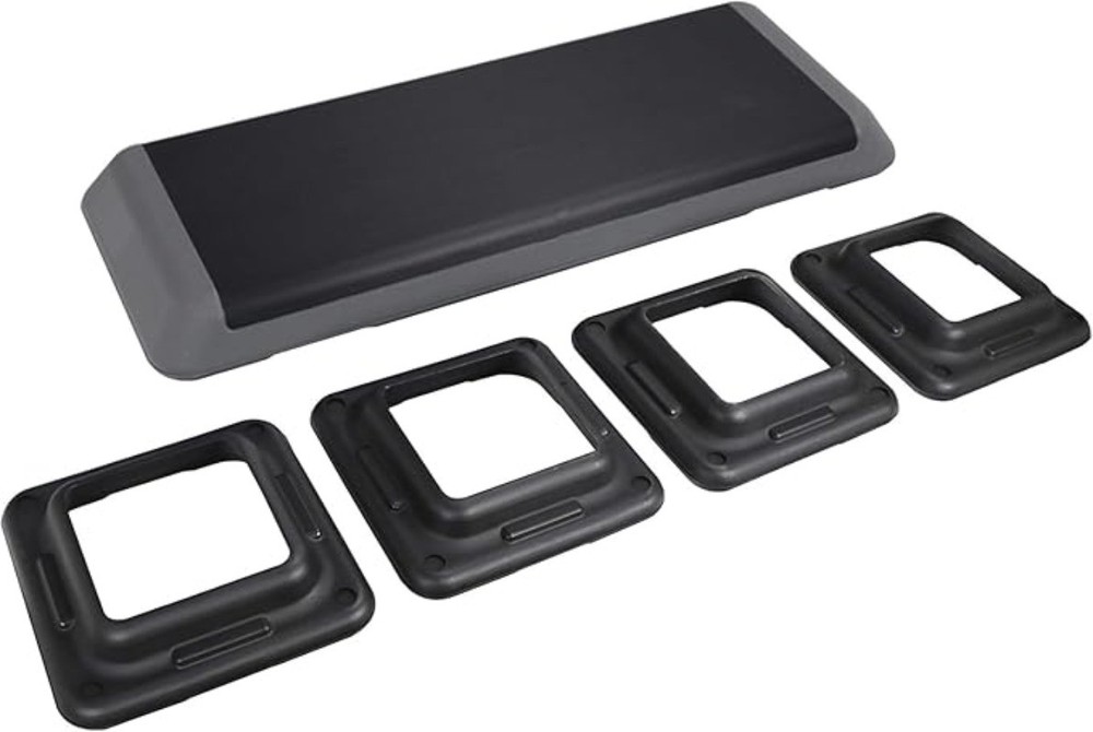 43''Exercise Aerobic Step Platform,Adjustable Fitness Stepper+4 Stackable Risers