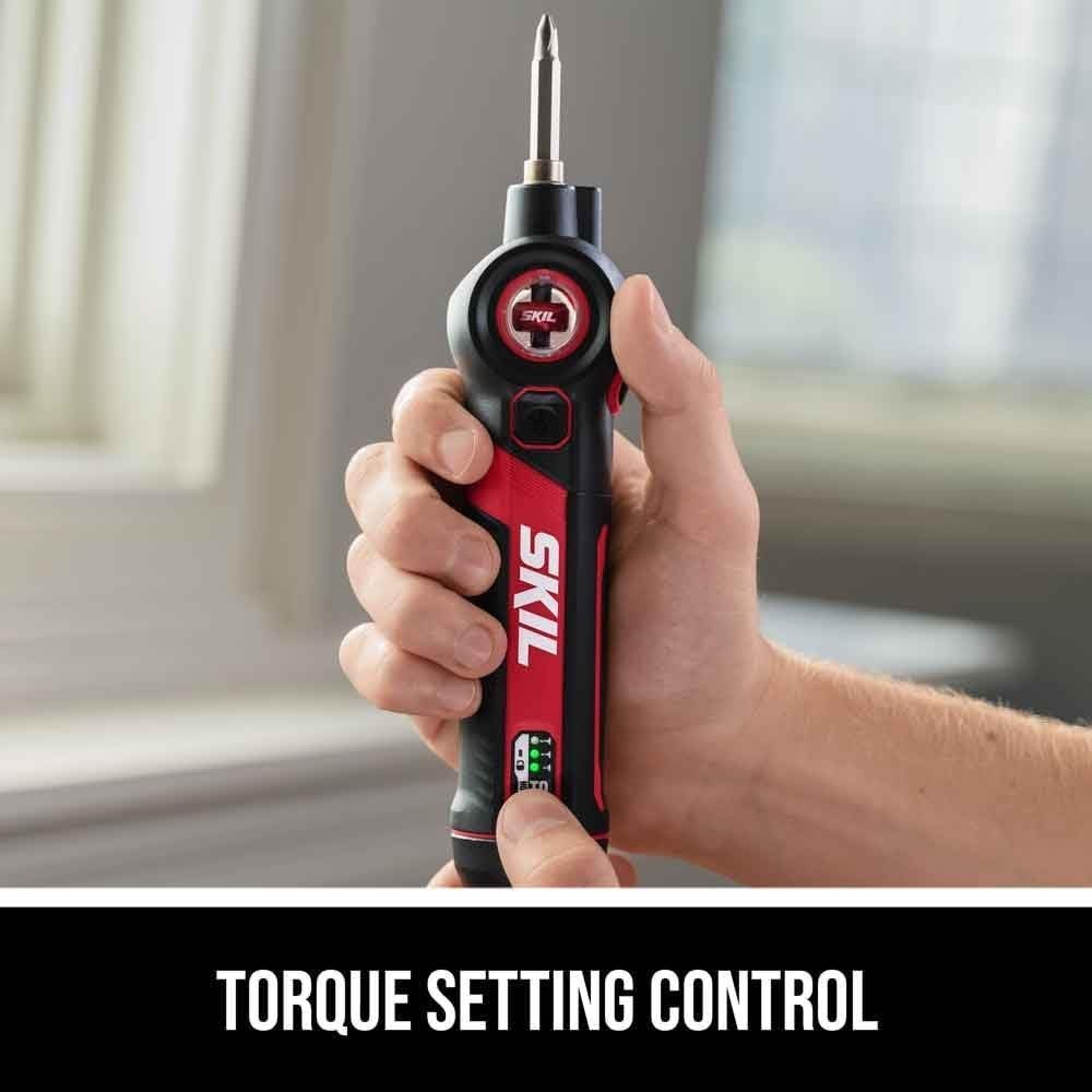 Ergonomic 4V Screwdriver with USB-C Charging, Pivoting Head & Torque Settings