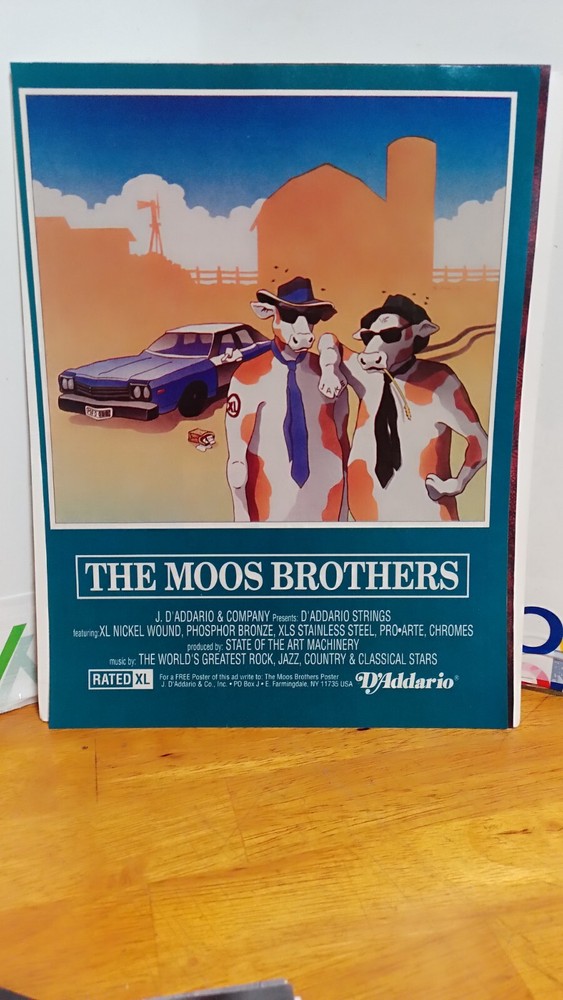 D'ADDARIO GUITAR STRINGS MOOS BROTHERS  GUITAR PRINT AD 11 X 8.5 Q1