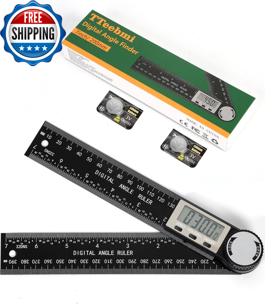 Protractor Digital Angle Finder Protractor with LCD Display 2 In-1 360° Angle...