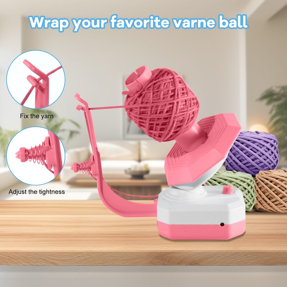 USB Automatic Bobbin Winder Yarn Thread Wool Winding Machine for Sewing (Pink)