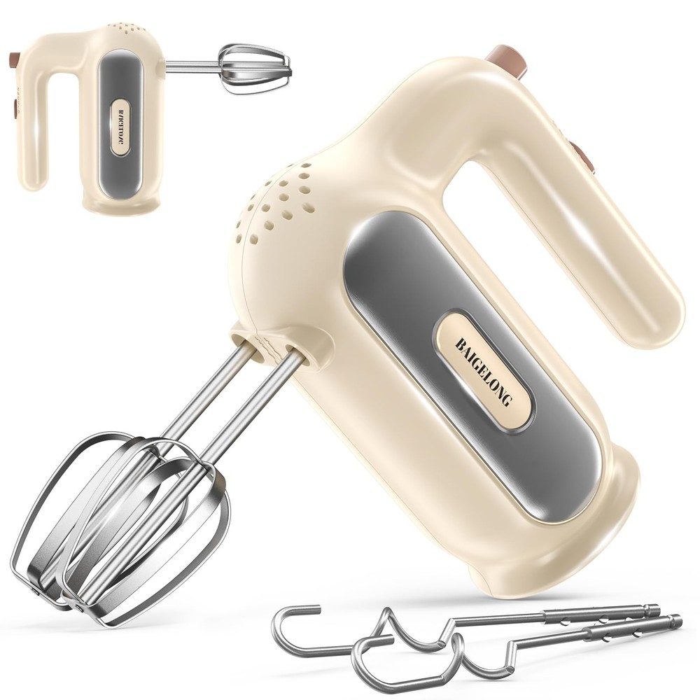 Hand Mixer Electric, 5-Speed Small Handheld Mixer, 2* (Dough Hooks & Beaters)...
