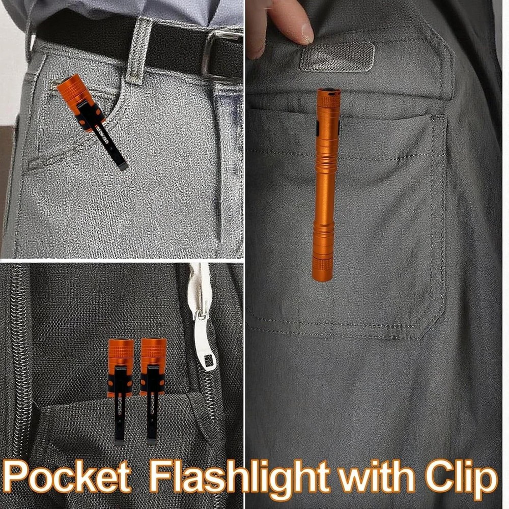 2-pack LED Pocket Pen Light Flashlights - Waterproof, 500 Lumens, Compact &