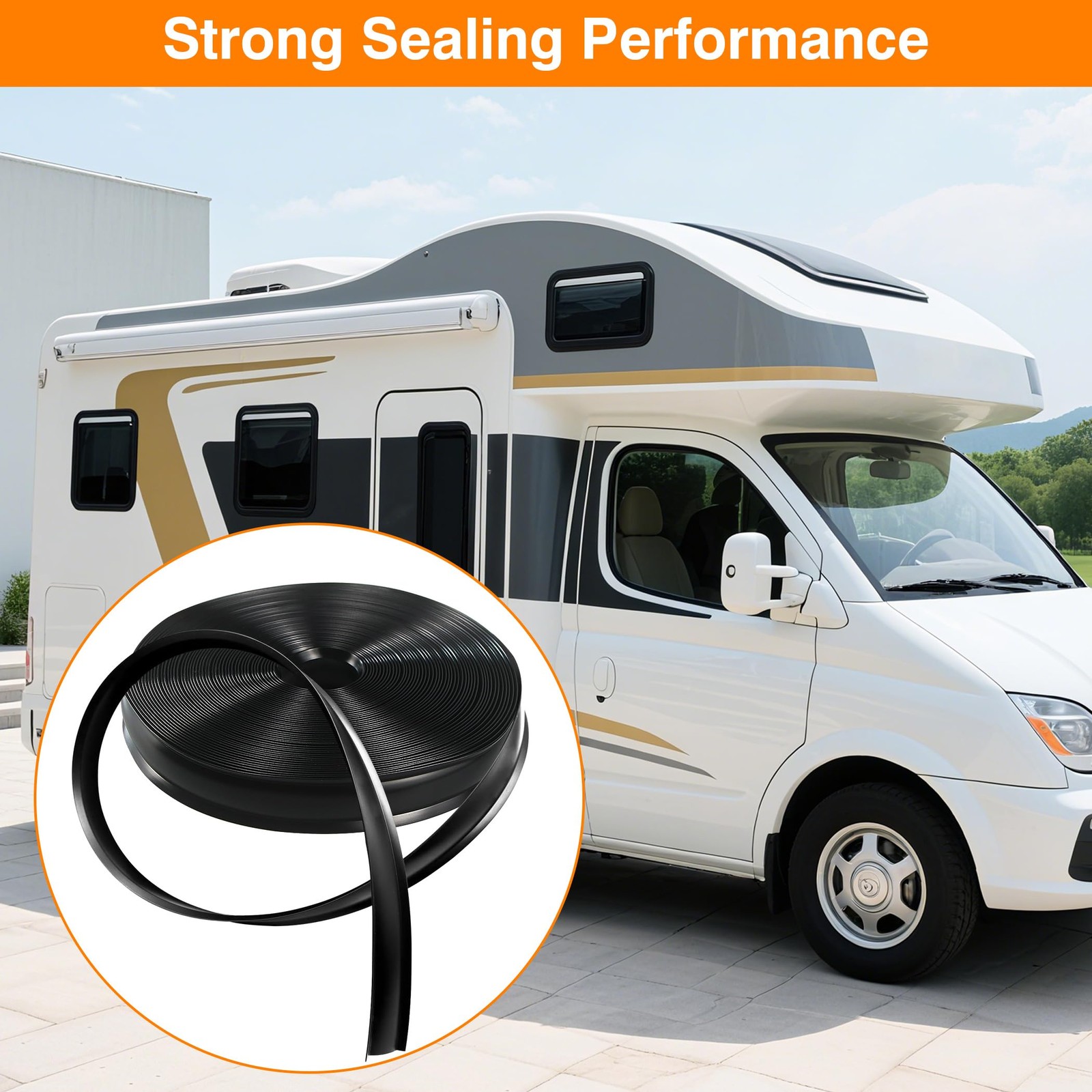 RV Trim Molding Insert 1" Black UV Resistant Vinyl Screw Cover for Campers 50ft