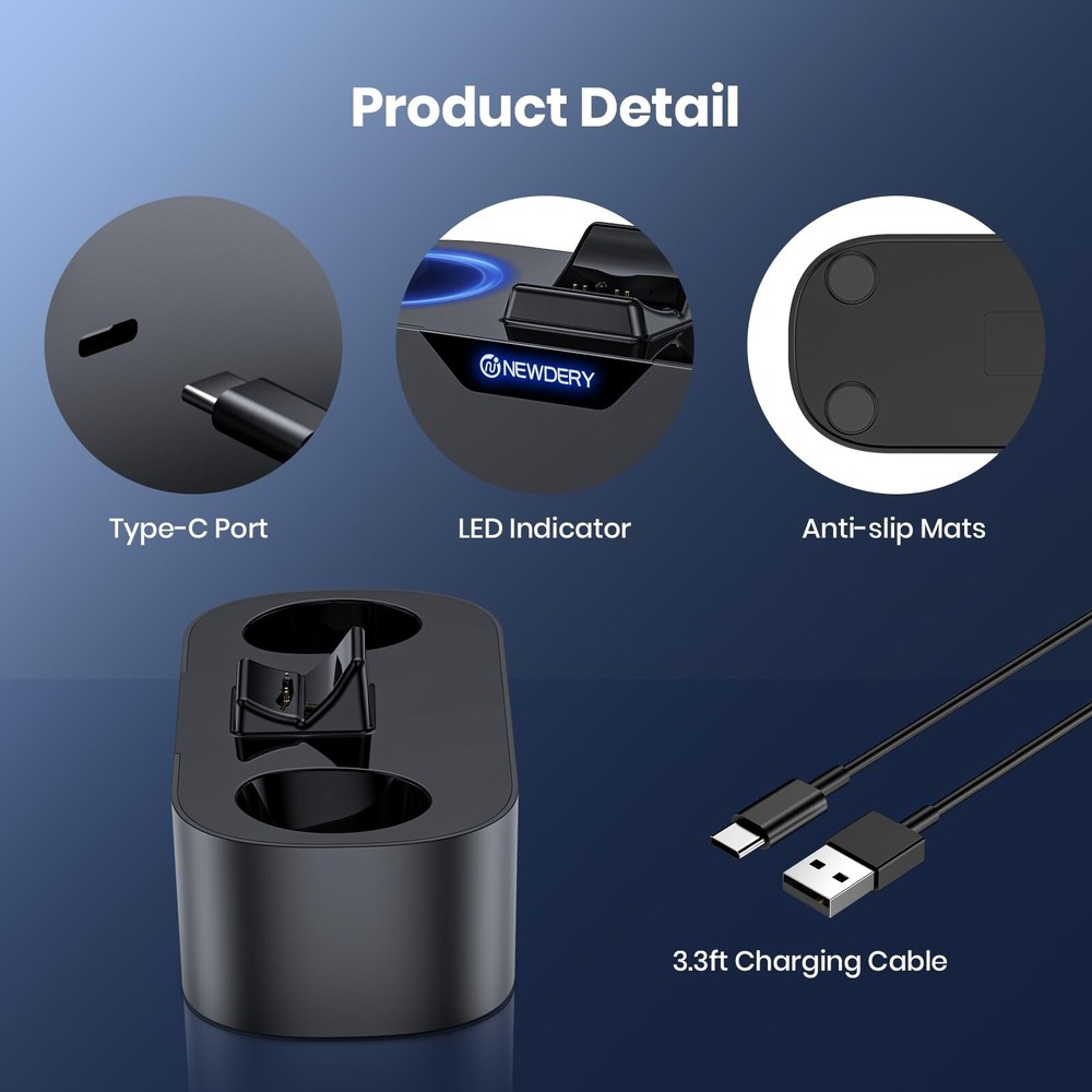 NEWDERY PS5 Controller Charger Station DualSense Edge Controller Charging Stand