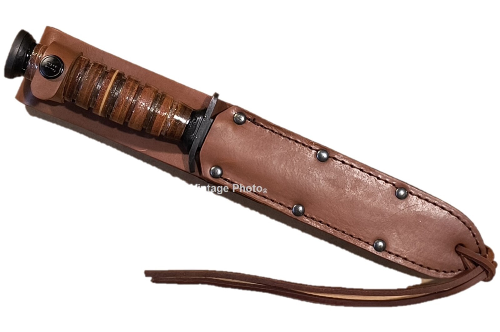 WWII M3 Trench Knife Replica Stacked Leather Dagger Scabbard Sheath OKC NEW