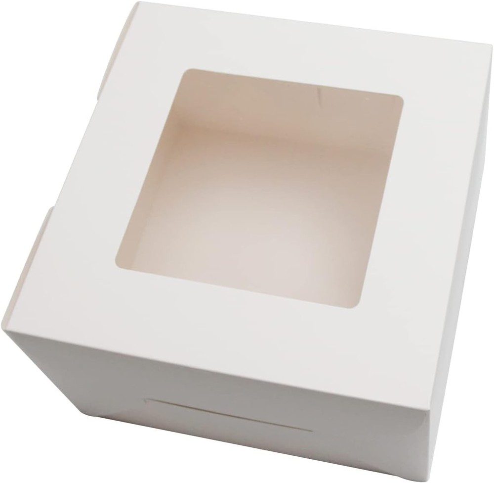 10Pas 8x8x5 Inches White Cake Boxes with Window,  Paing, Bakery
