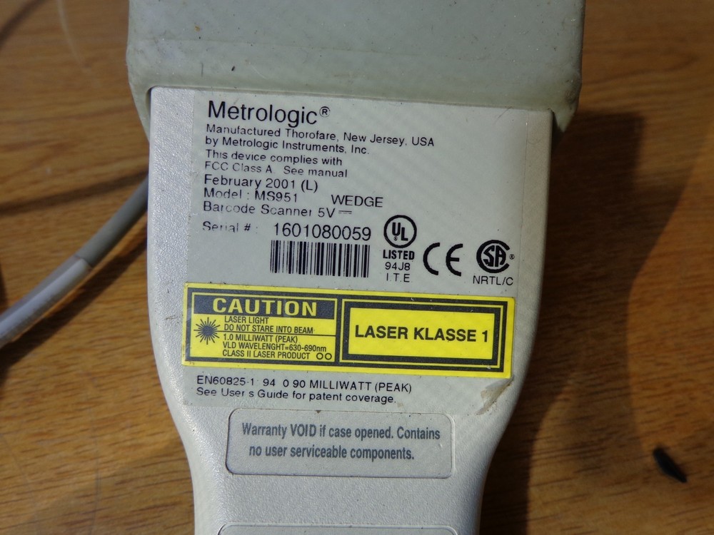 Metrologic MS951 Handheld POS Barcode Scanner PS2 Wedge MS-951