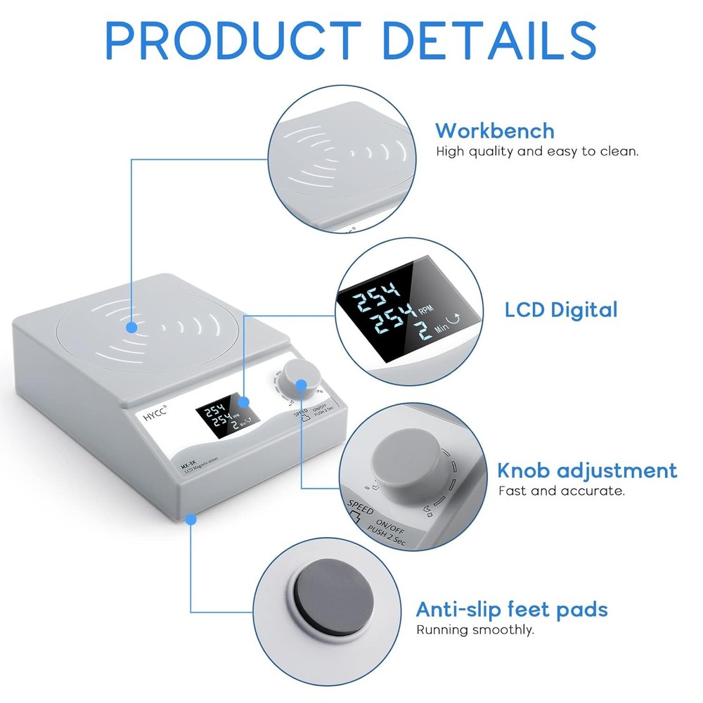 Digital Magnetic Stirrer Laboratory Stir Plate Plate with Timing Function LCD...
