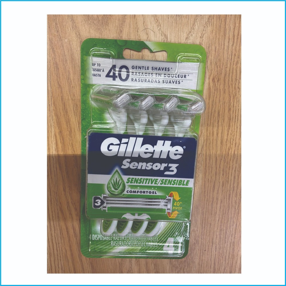 Gillette Sensor3 Sensitive Disposable Razors 4 Pack ComfortGel Pivot Head