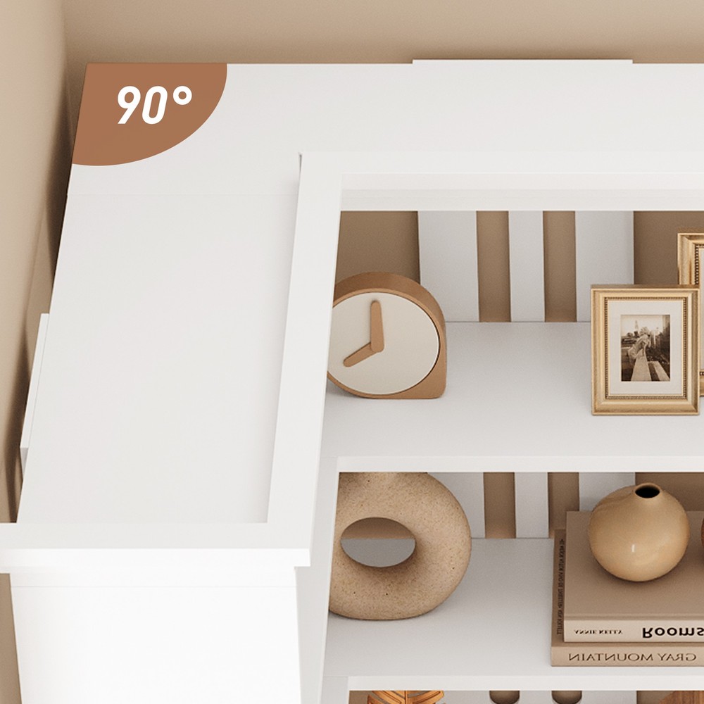 Corner Panel Bookcase 90° Corner Standing Bookcase, Half Back Panel, White