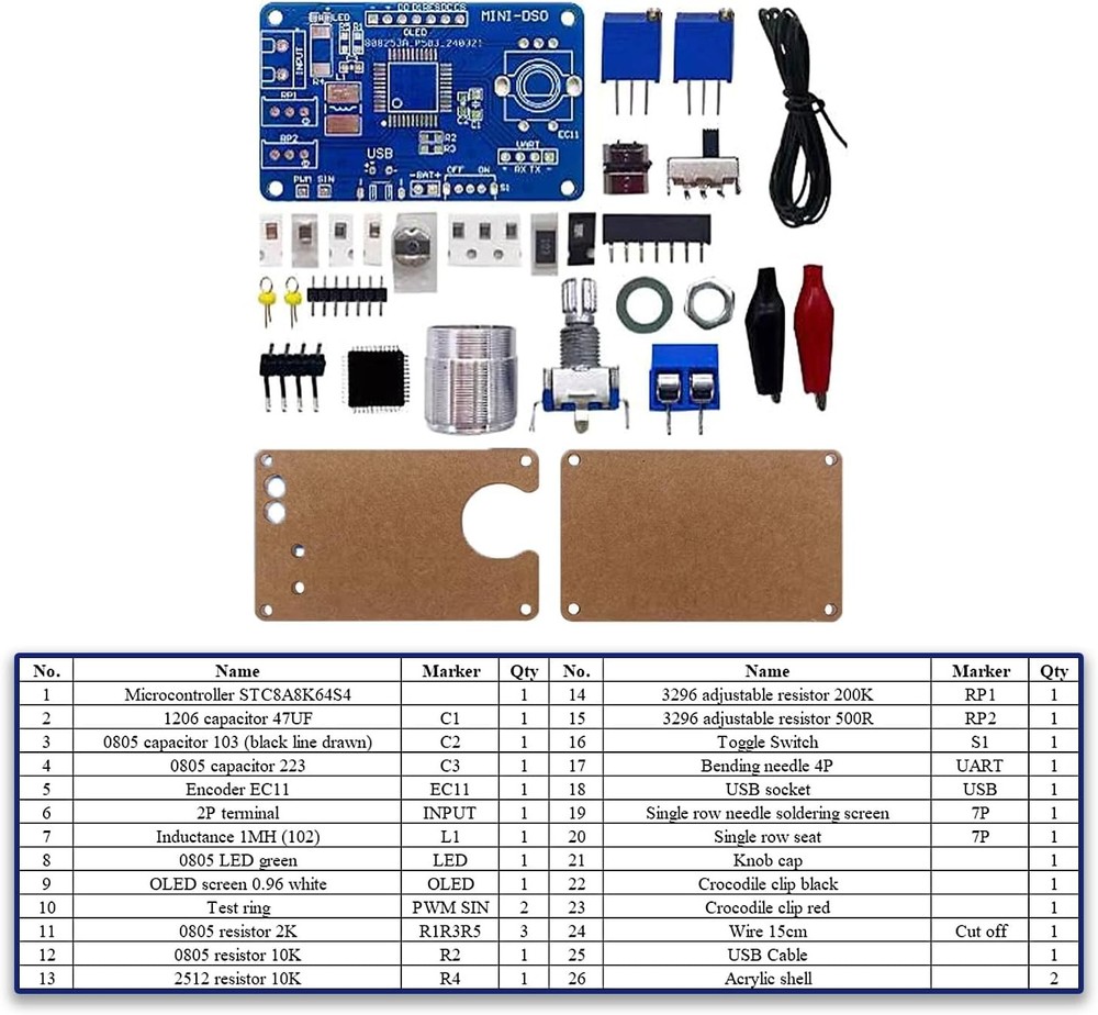 Mini Digital Oscilloscope Soldering Practice Kit Portable Electronic DIY Learnin