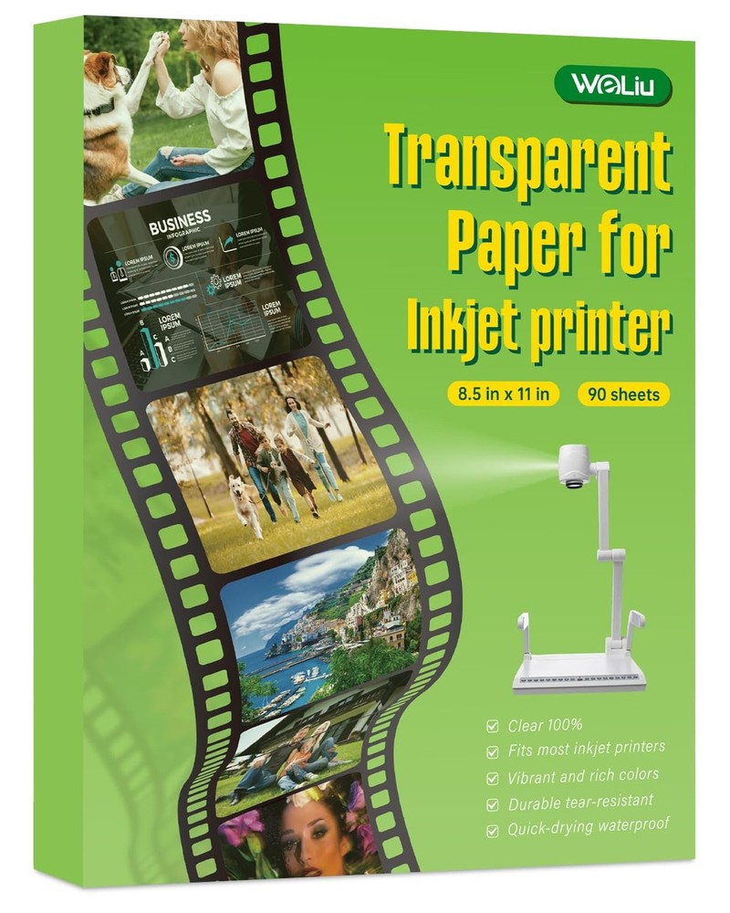 90 Sheets Printable Transparency Sheets for Inkjet Printer – 100% Clear Ac