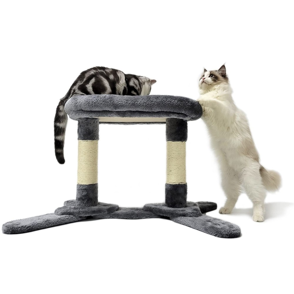 HeyKitten Elevated Cat Cushion Perch Bed with Scratching Posts Sturdy Base fo...