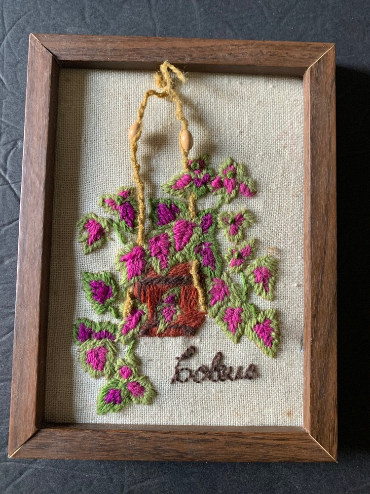 Sunset Crewel Embroidery Framed Artwork Coleus