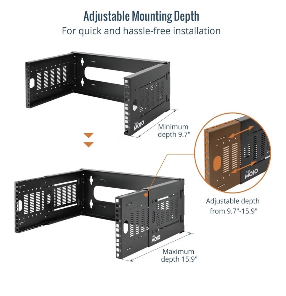Tecmojo 4U Wall Mount Network Rack, 19" Open Frame Patch Bracket Adjustable