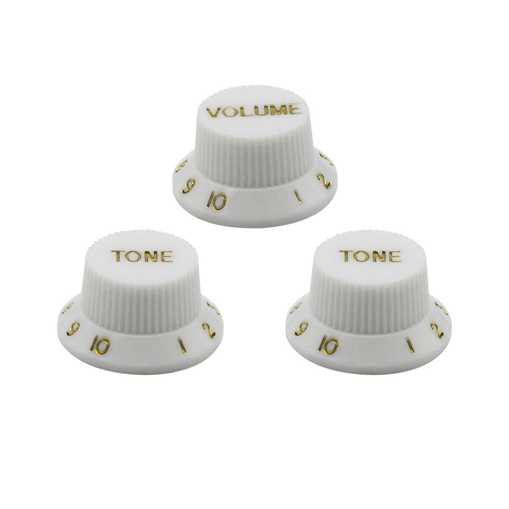 FLEOR Set FD ST Electric Guitar Knobs 2 Tone & 1 Volume Control Knobs White