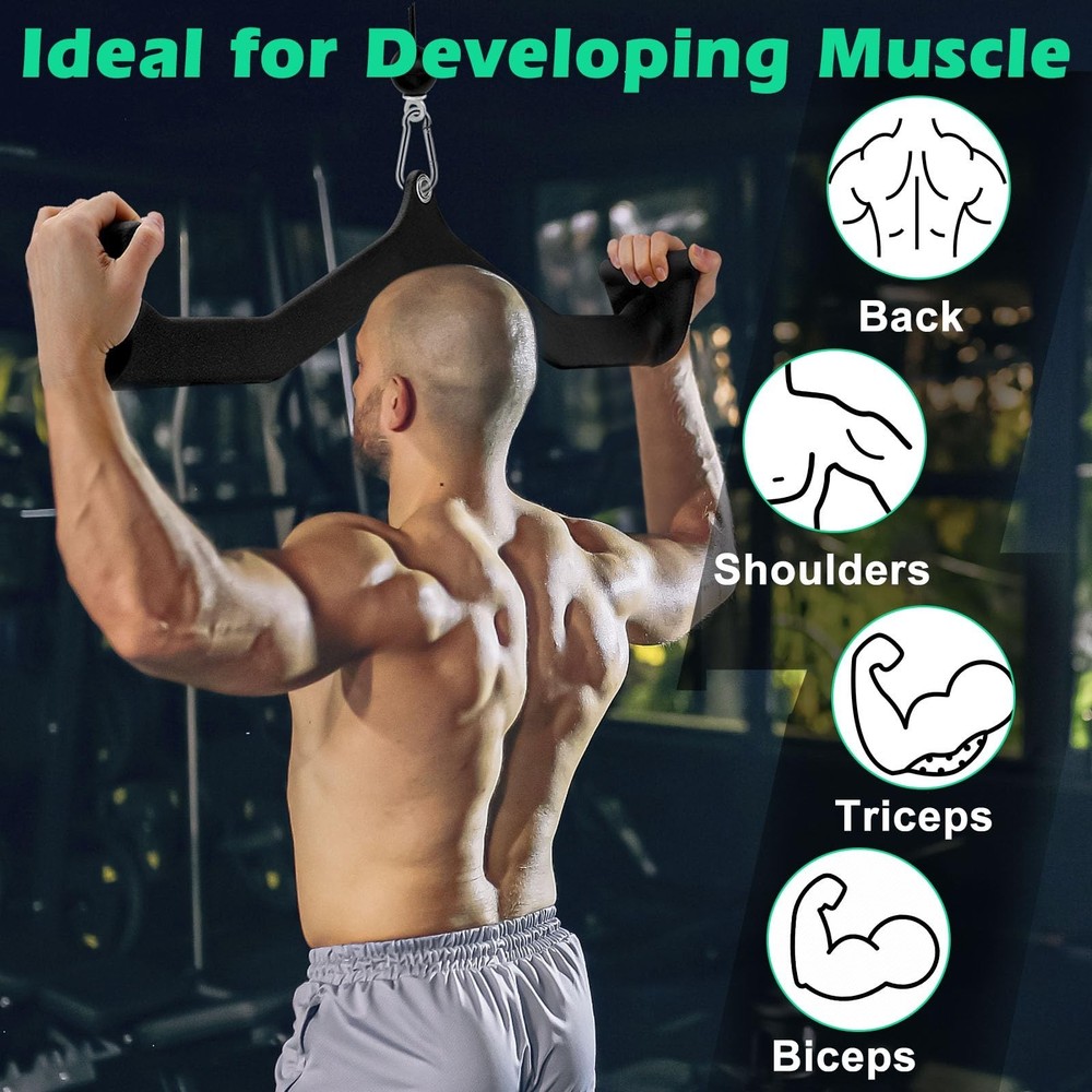 LAT Pulldown Attachments: LAT Pull Down Bar Cable Machine Attachment Home Gym...