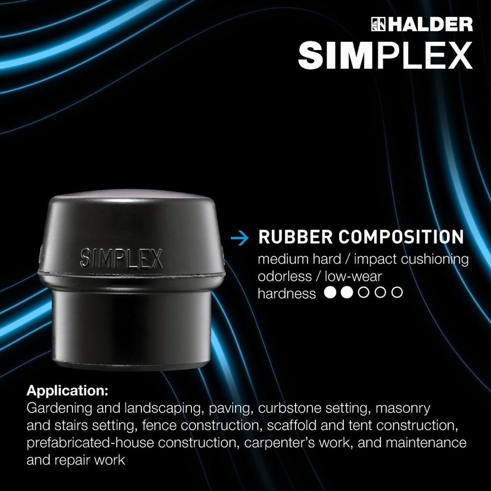 Halder 3027.040, Simplex Mallet with Black Rubber & Superplastic Inserts