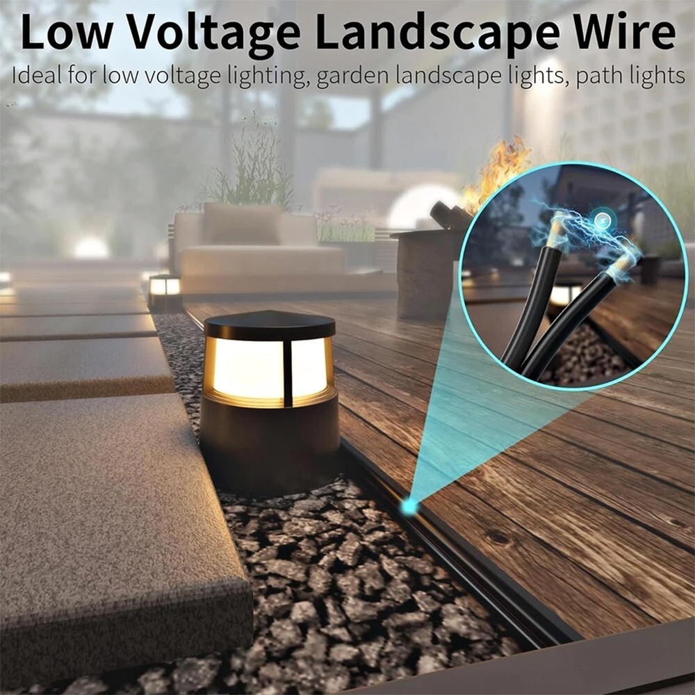 200FT LOW VOLTAGE 12/2 CABLE LANDSCAPE BURIAL COPPER WIRE OUTSIDE 12AWG 2 CORE