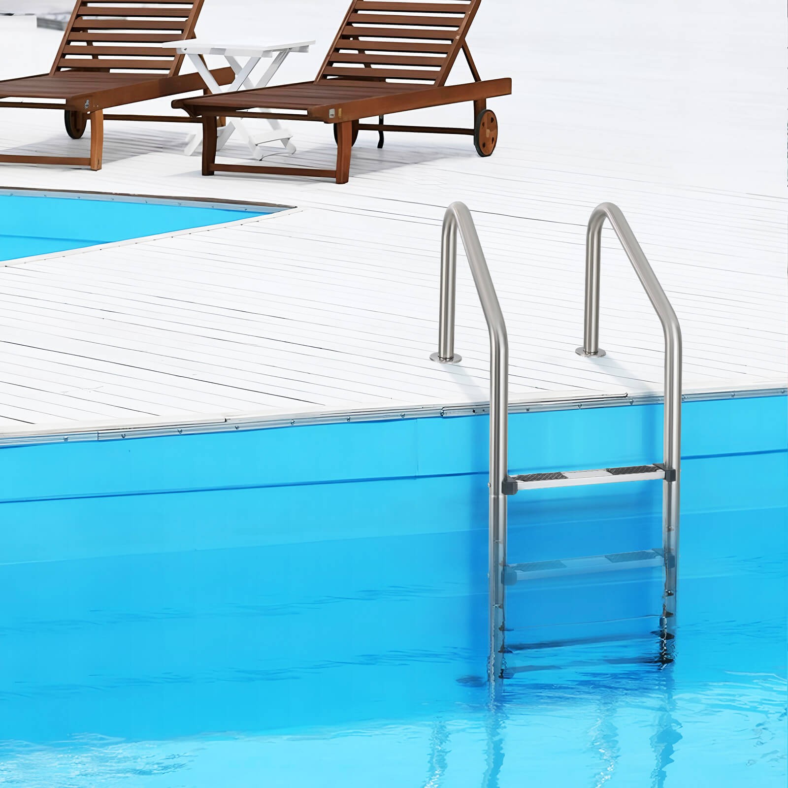 4-Step Pool Entry & Exit Ladder with Stainless Steel Frame for Swimming Pool