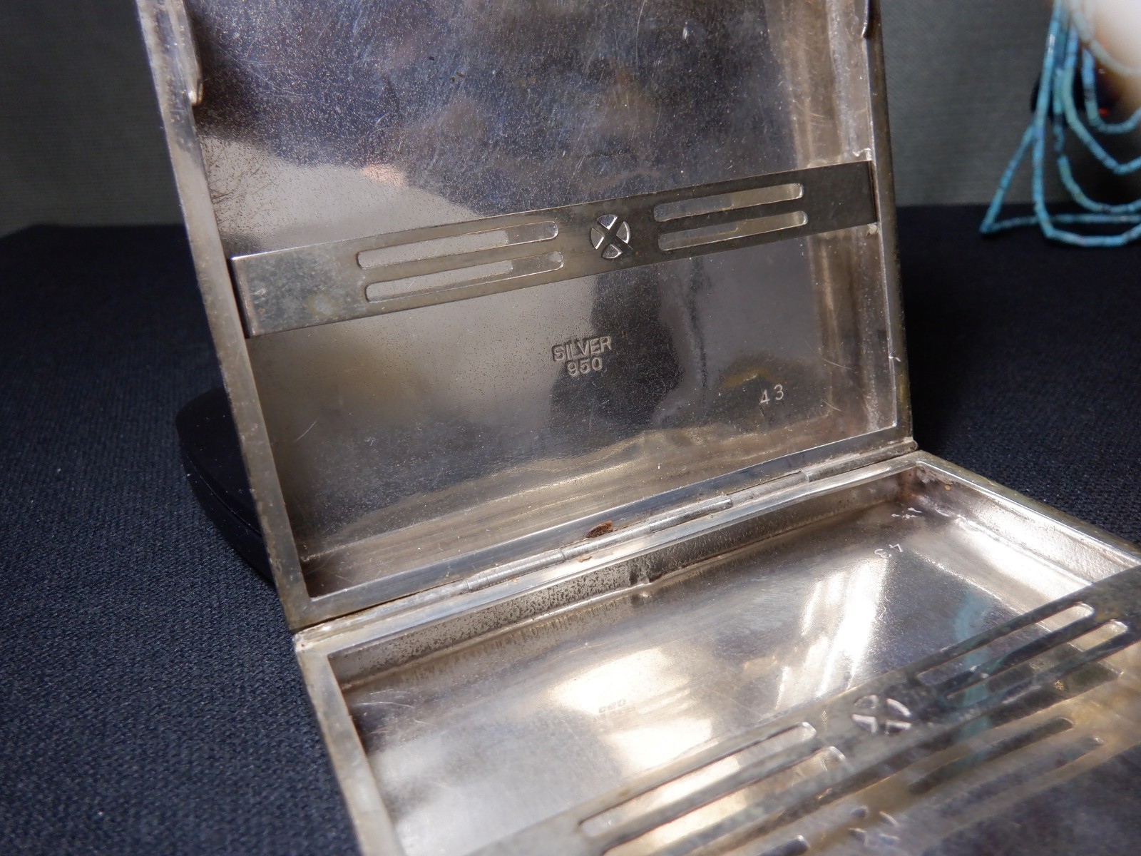 .950 Sterling Silver Cigarette or Card Case Engraved, Spring Open 4oz+