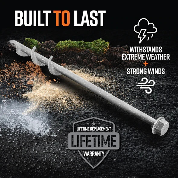 GROUNDGRABBA Ground Anchor Screw Kit - 2 Ft Ground Anchors- 4 Pack Earth Screw