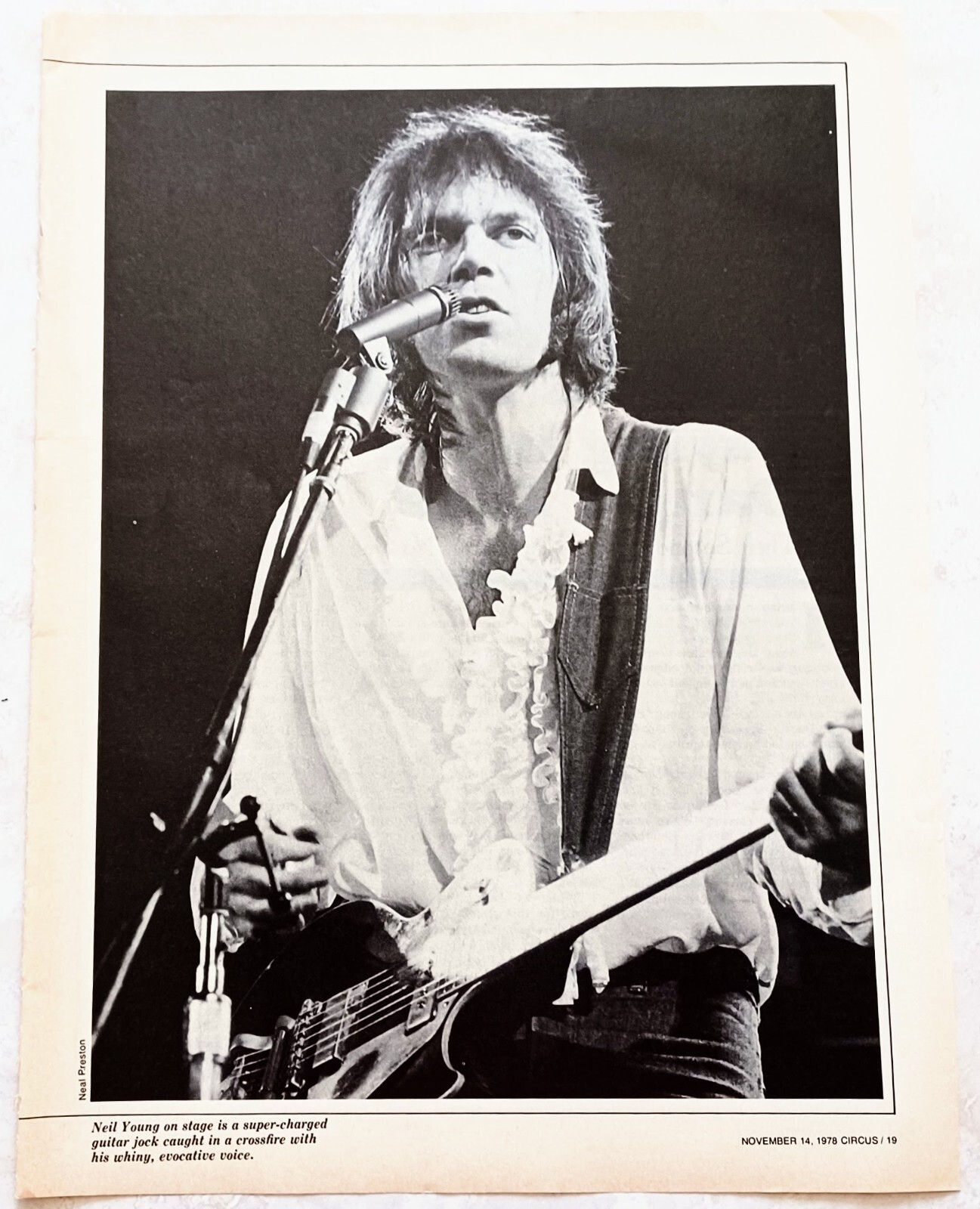 NEIL YOUNG LIVE~ORIG 1978 POSTER~VINTAGE FULL PAGE PRINT MAGAZINE PINUP CLIPPING