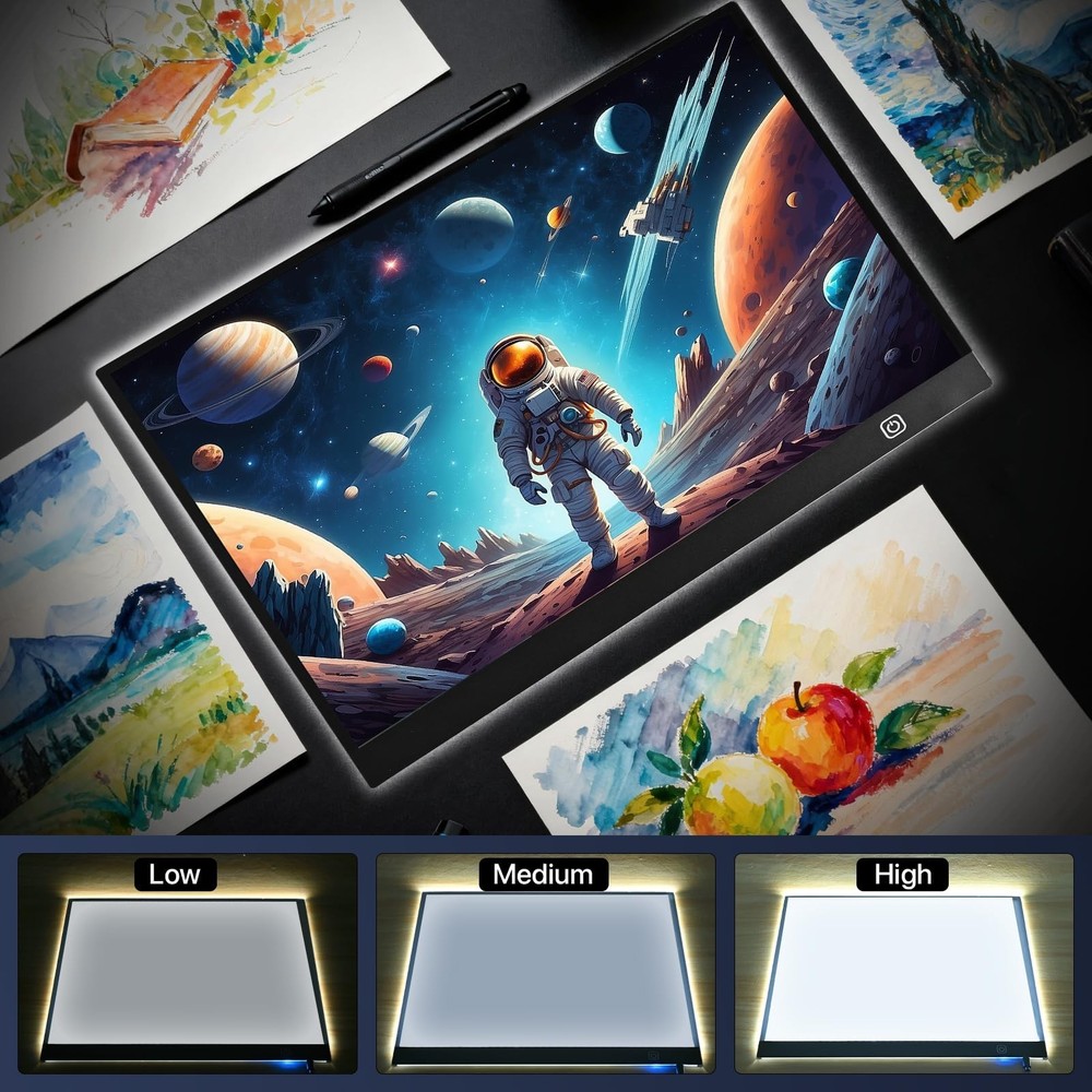 A4 LED Light Box for Tracing and Drawing - Ultra Thin Adjustable Light Table,...