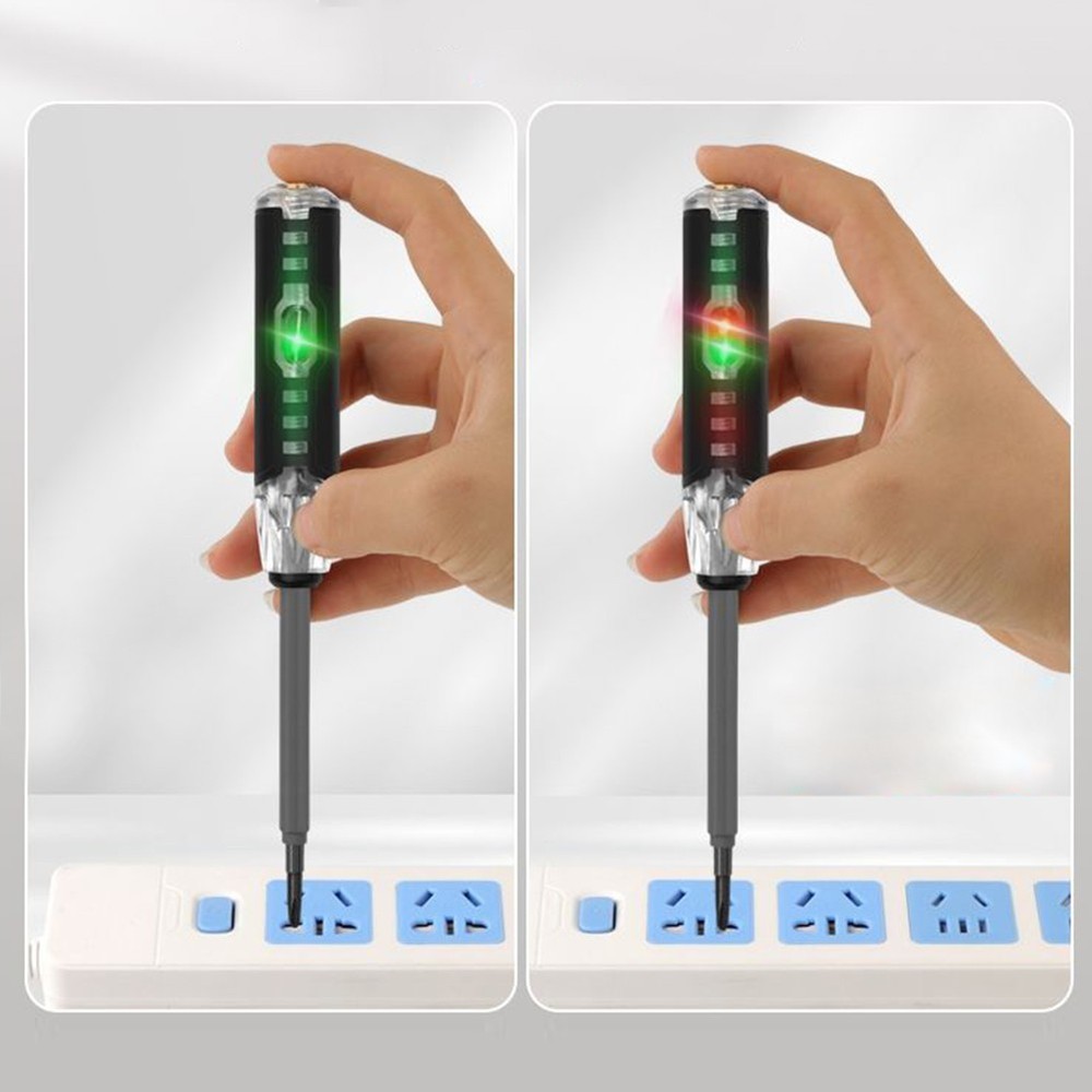 Electrician measuring tool with dual use screwdriver and test features