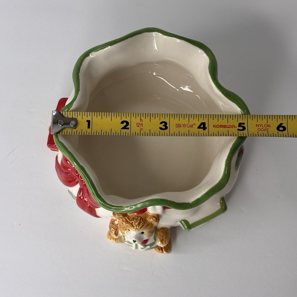 SPODE HAND PAINTED "CHRISTMAS TREE" PATTERN SANTA'S POUCH CANDY DISH
