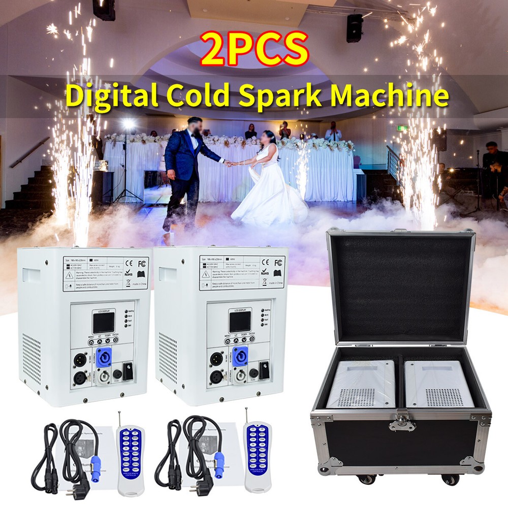 Cold Spark Machine DMX DJ Event Party Firework Machine 2pcs with Flight Case