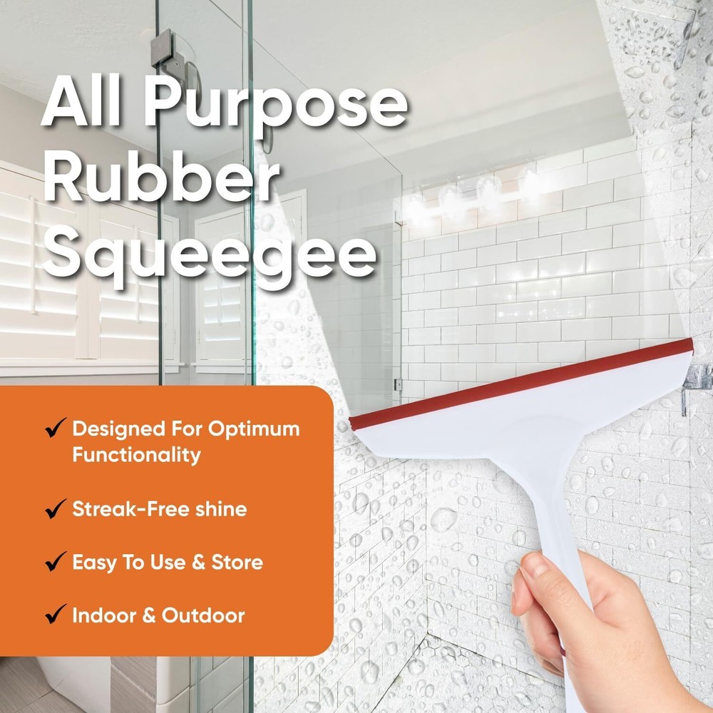 Superio 6" Window Rubber Squeegee with Hanging Loop, Red