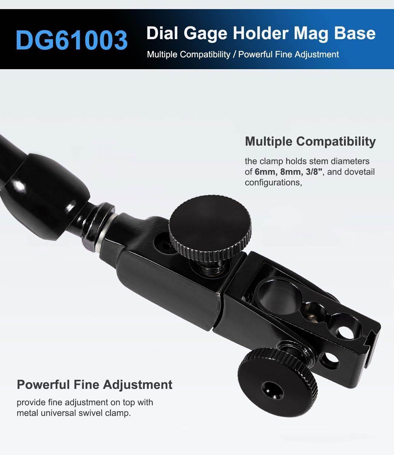 For Noga DG61003 Dial Gage Test Indicator Holder Magnetic Base 176lb Fine Adjust