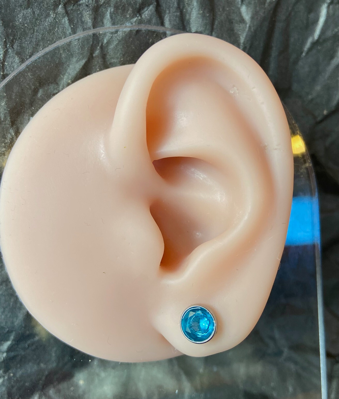 PAIR Large Gem Screw Fit Tunnels Plugs Gauges Earlets Piercing Body Jewelry