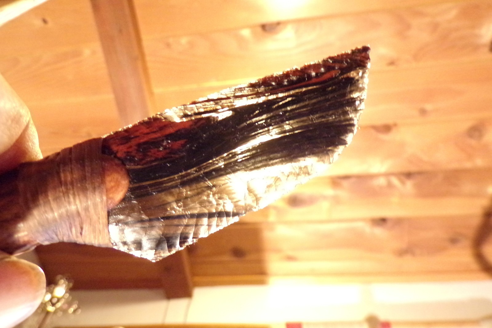 Small Triple Flow Obsidian Cody Knife Flint Knapping Black Powder Antler Handle