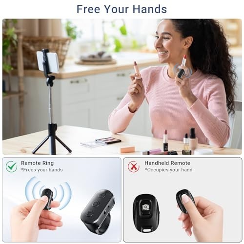 Wireless Bluetooth Camera Remote Shutter for iPhone & Android - Zoom Control, Ha
