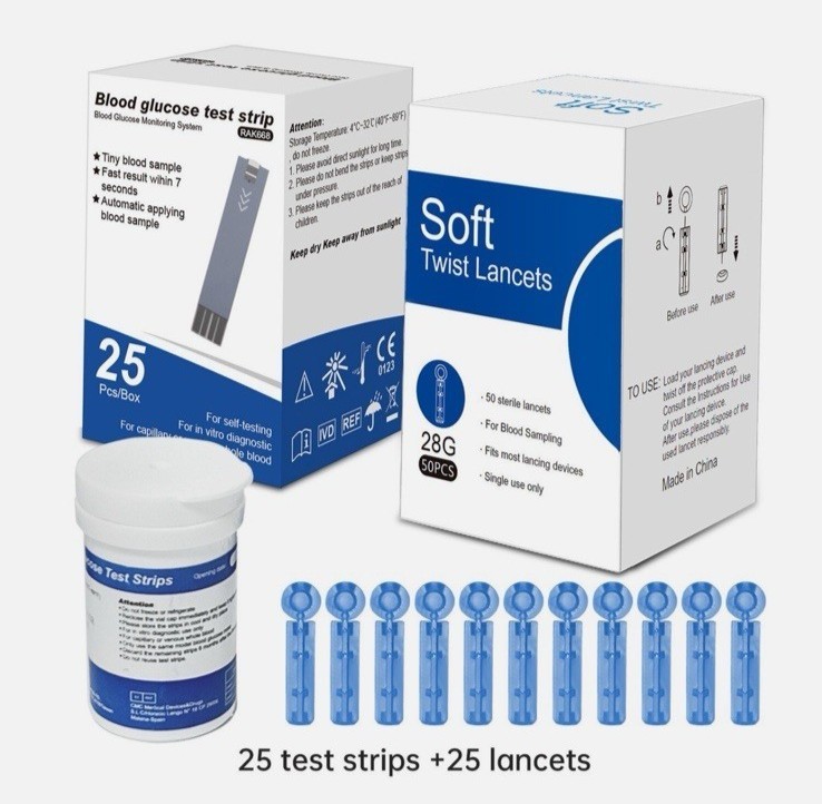 Glucose Test Strips & Lancets Refill Kit - 50 Count Each - New