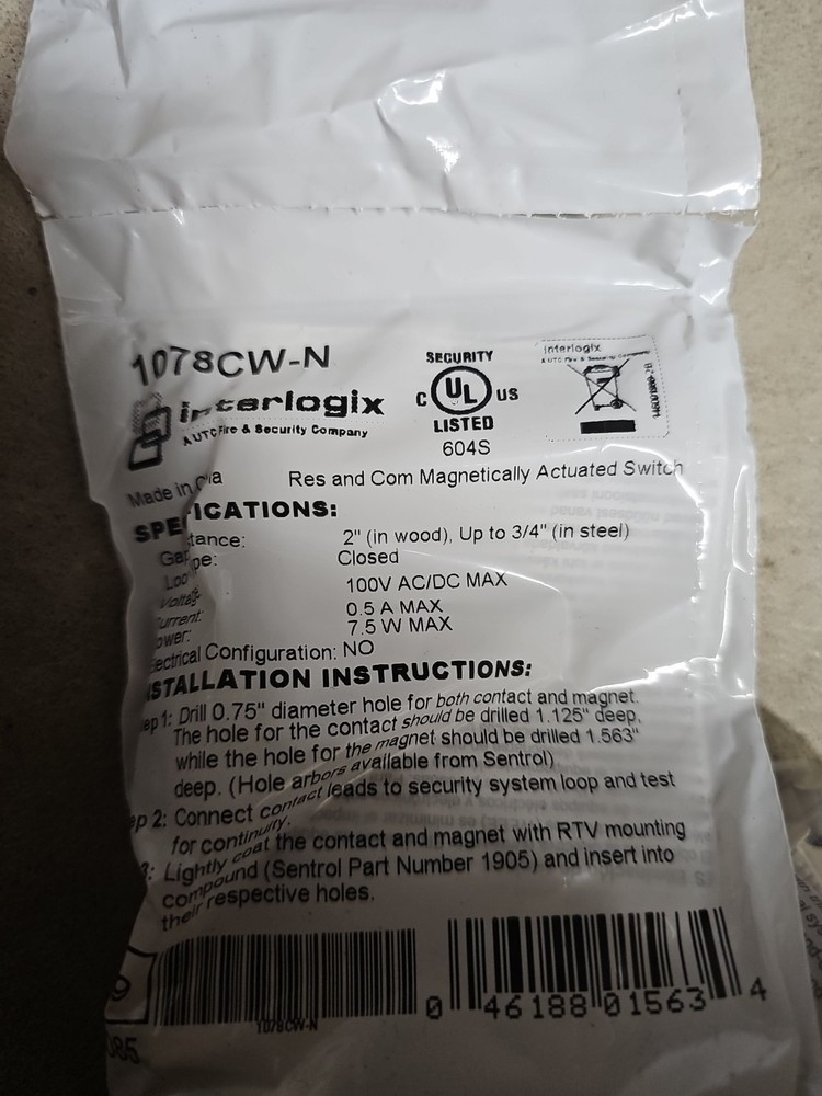 Interlogix 1078CW-N Door position Switch #214