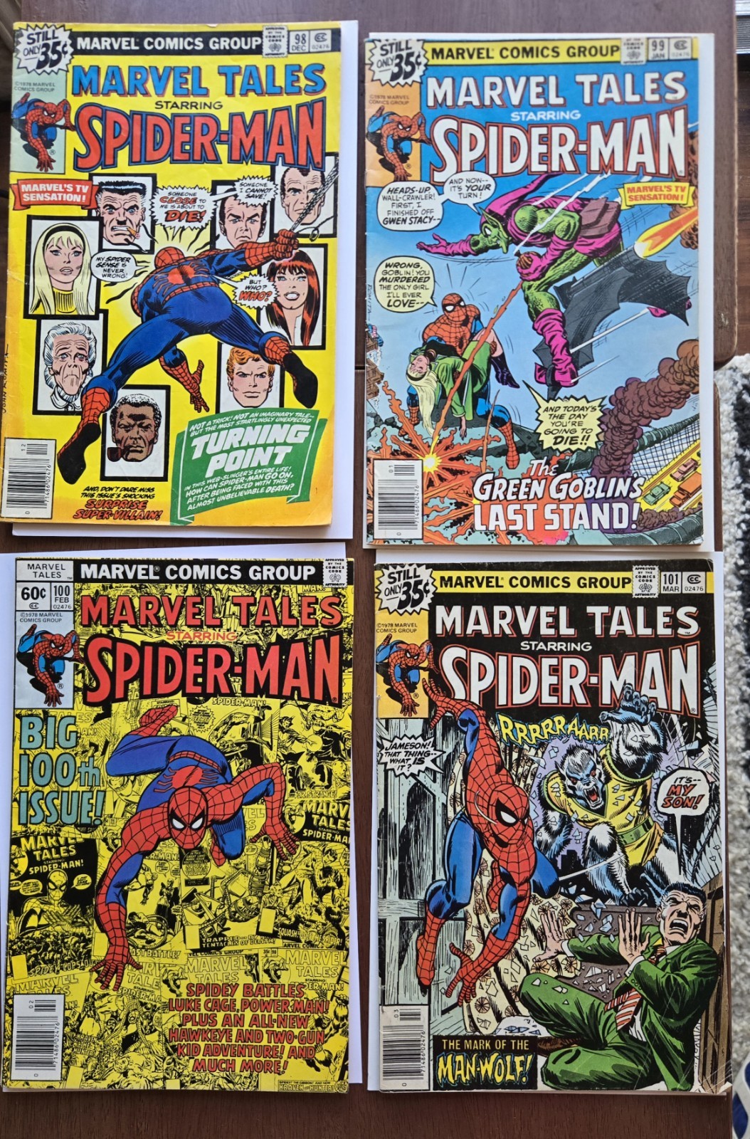 Vintage lot of Marvel Tales featuring Spider-Man, stretching from 1968 to 1985.